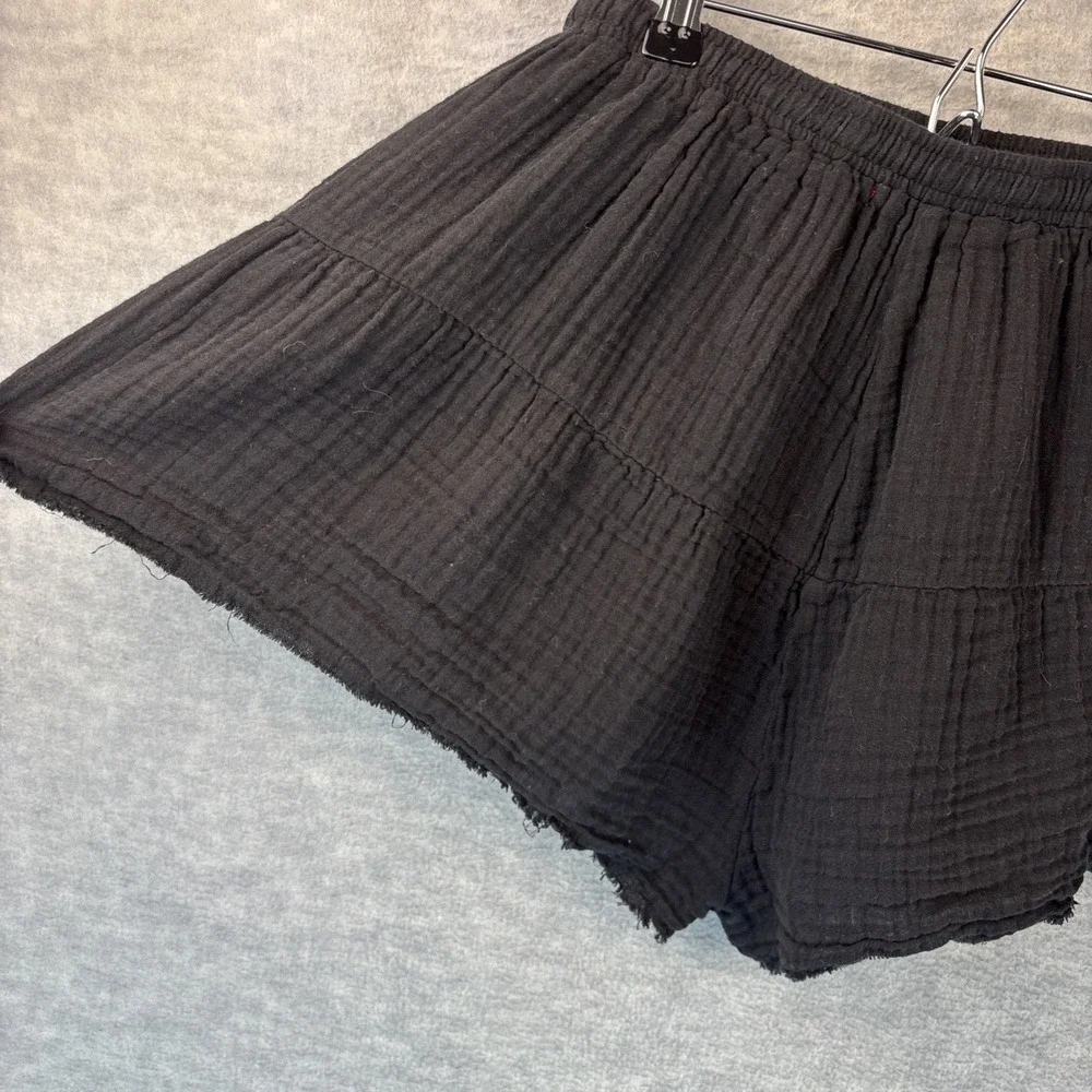 Stark‎ X Black Gauze Shorts L Lightweight Beachy Elastic Drawstring Flutter